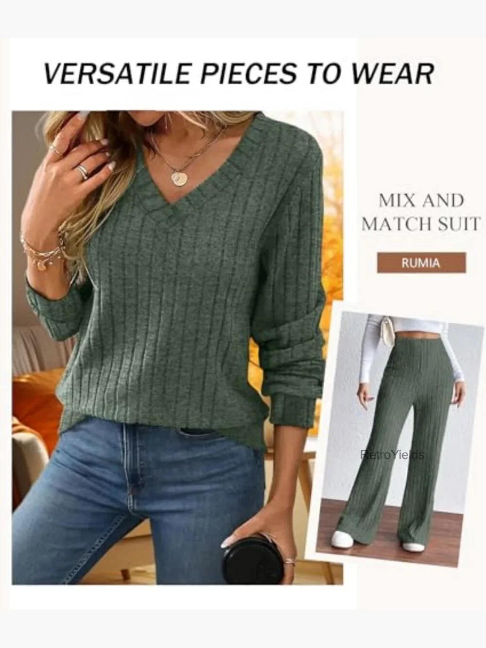 Women's Lounge Set Matching Tracksuit Sweater Pant Set S-2XL